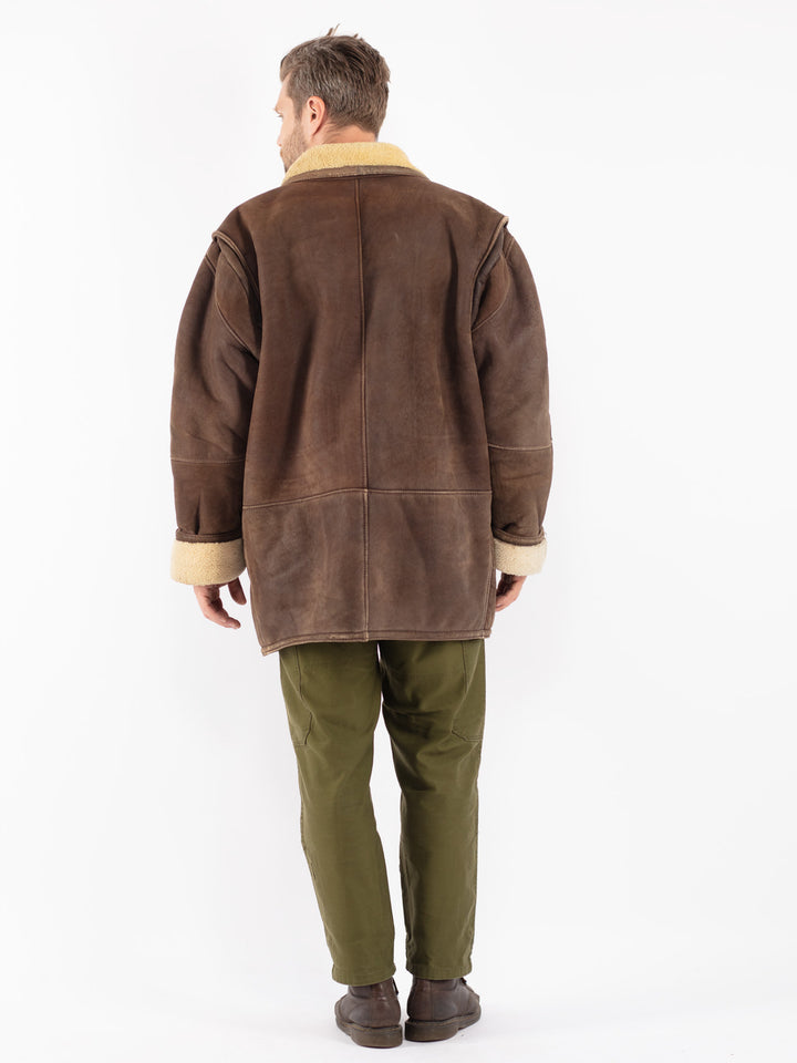 Vintage 70's Men Shearling Coat in Brown