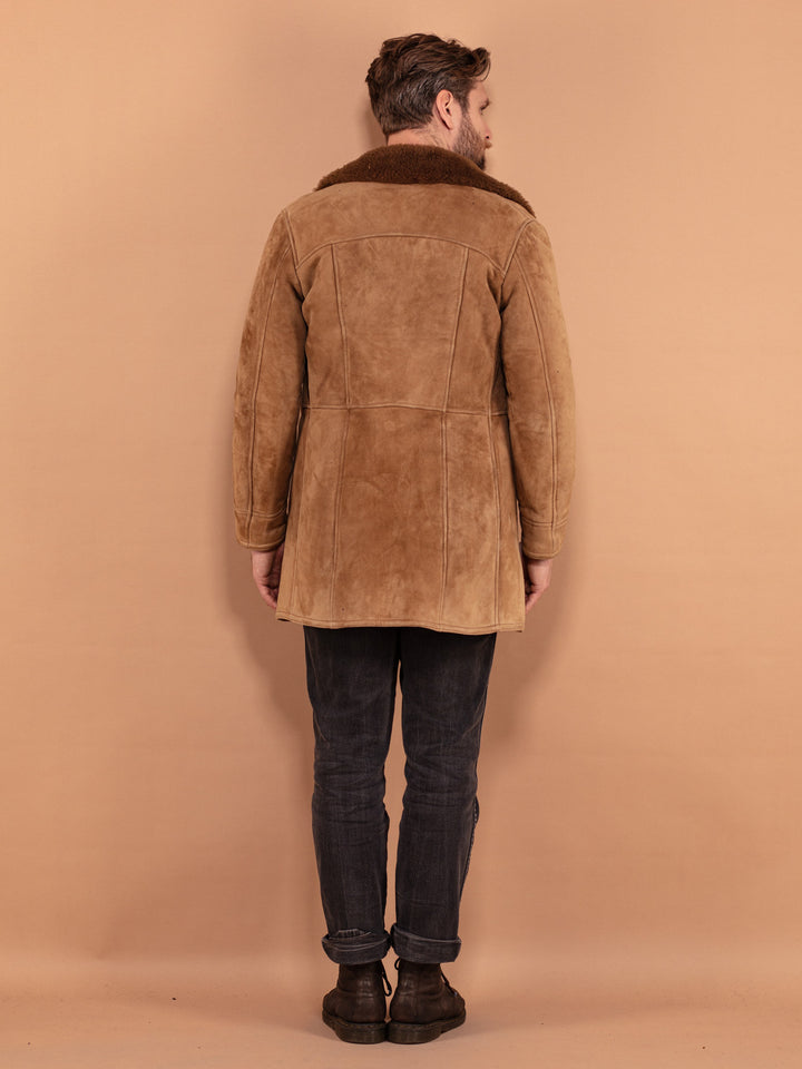 Vintage 70's Men Sheepskin Coat in Beige - NorthernGrip