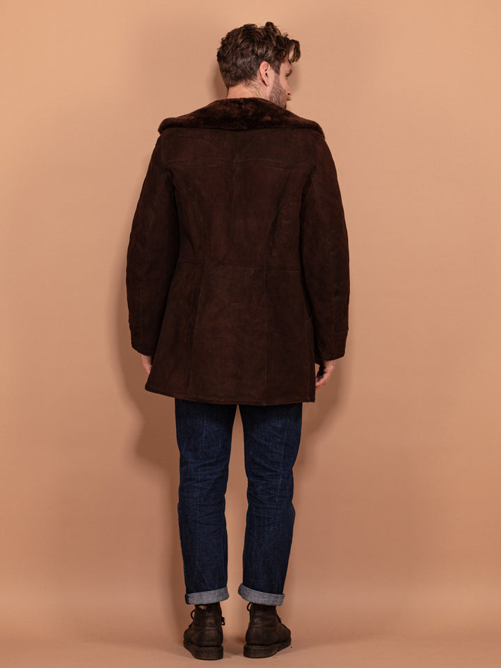 Vintage 70's Men Sheepskin Coat in Brown - NorthernGrip