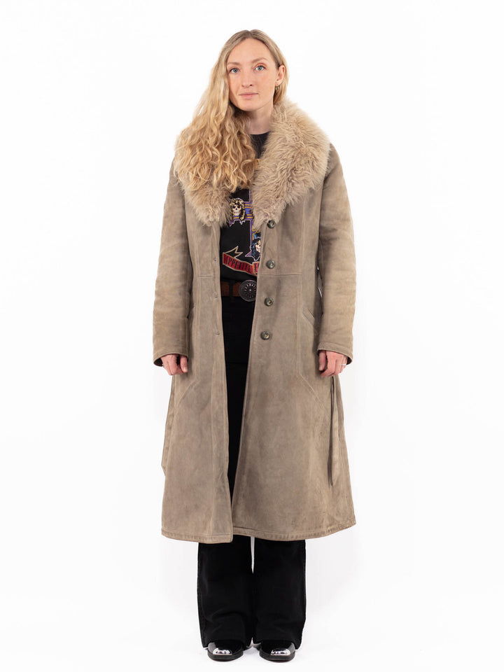 Vintage 70's Women Sheepskin Coat in BeigeA0781