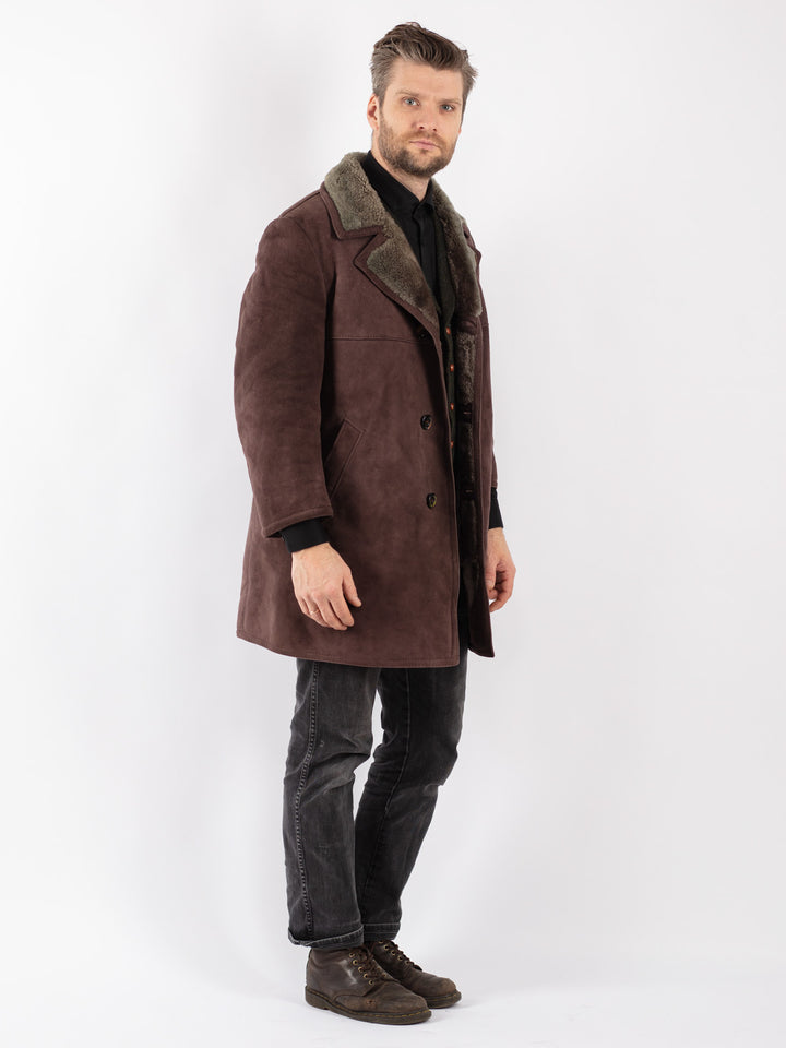 Vintage 70's Men Sheepskin Coat in Brown