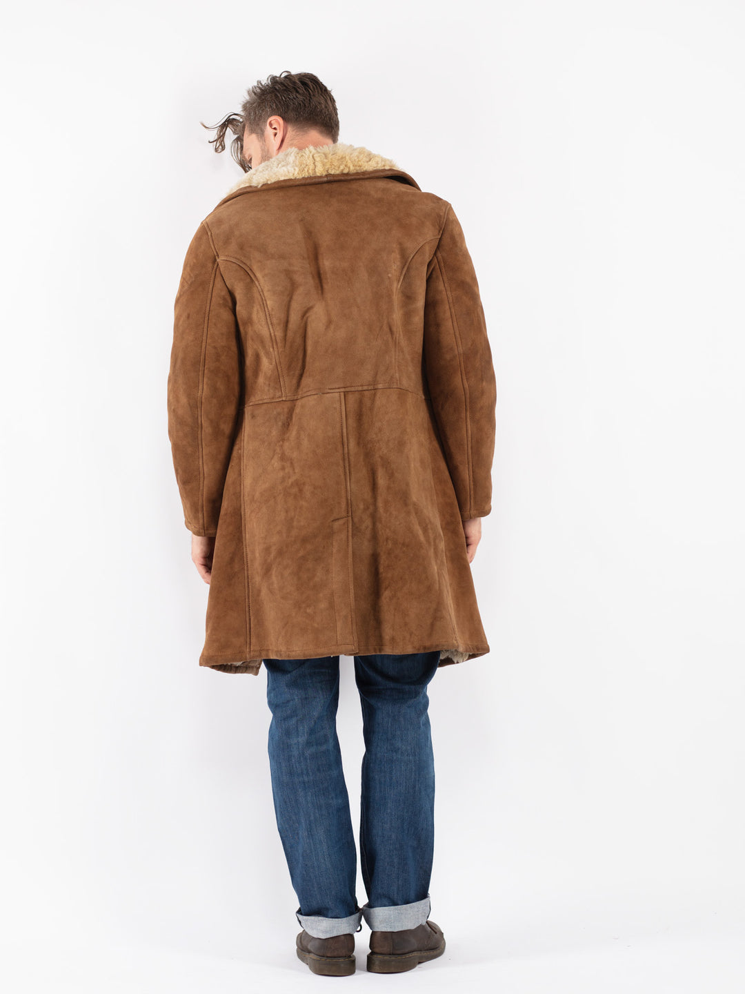 Vintage 70's Men Sheepskin Coat in Brown