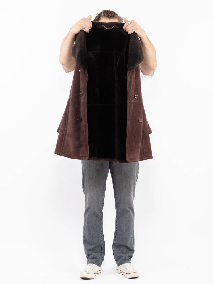 Vintage 70's Men Sheepskin Coat in BrownZ1924