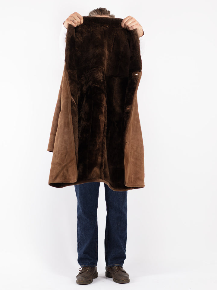 Vintage 70's Men Sheepskin Coat in Brown