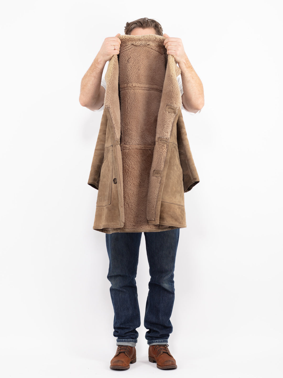 Vintage 70's Men Sheepskin Coat in BeigeZ2664