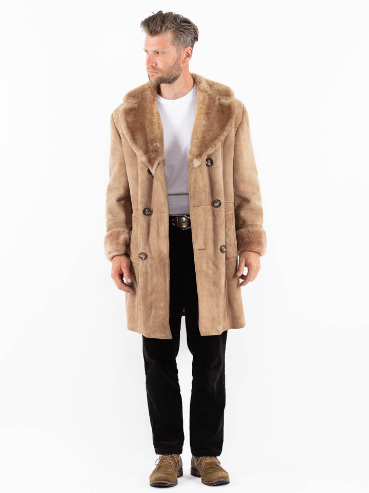 Vintage 70's Men Sheepskin Coat in BeigeZ1841