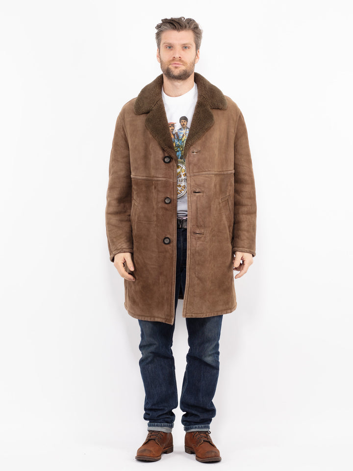 Vintage 70's Men Sheepskin Coat in BrownZ2677