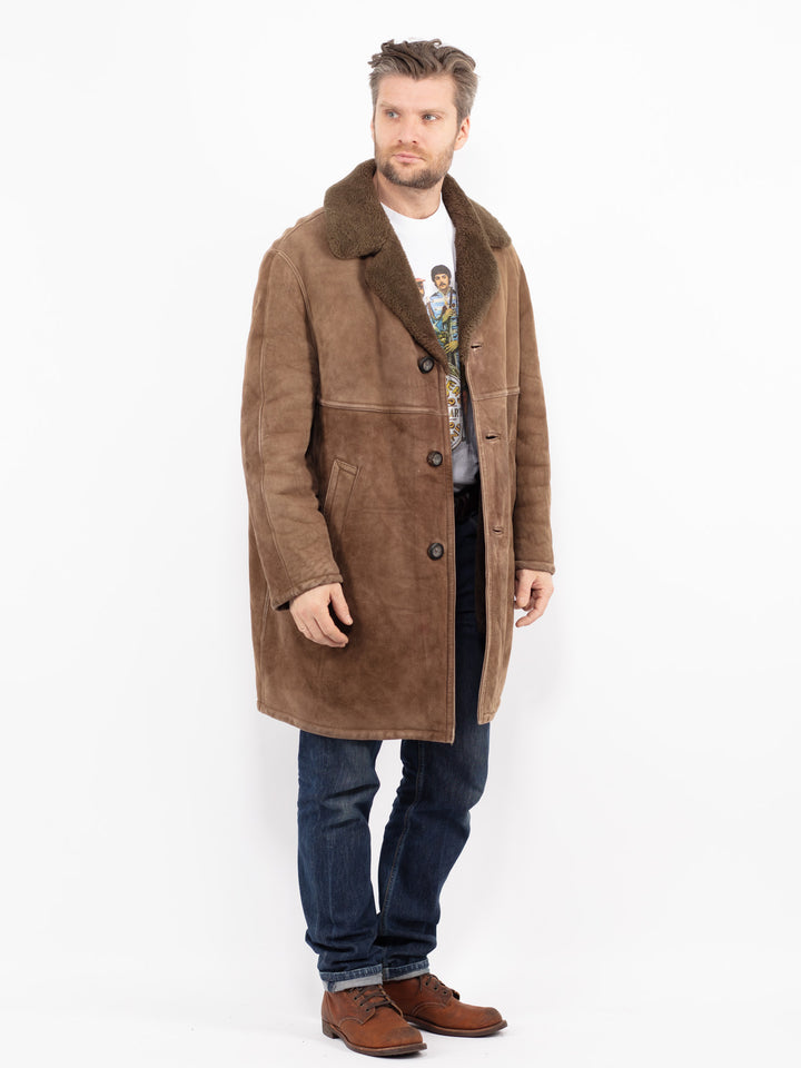 Vintage 70's Men Sheepskin Coat in BrownZ2677