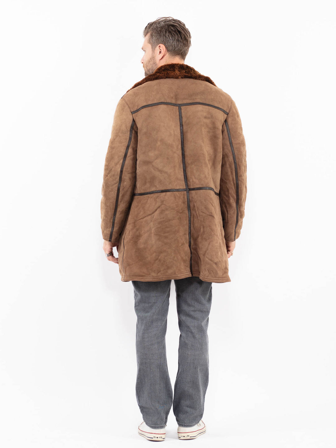 Vintage 70's Men Sheepskin Coat in BrownZ1952