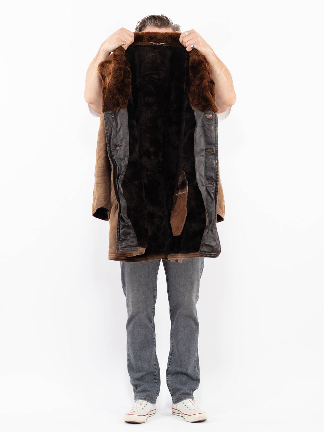 Vintage 70's Men Sheepskin Coat in BrownZ1952