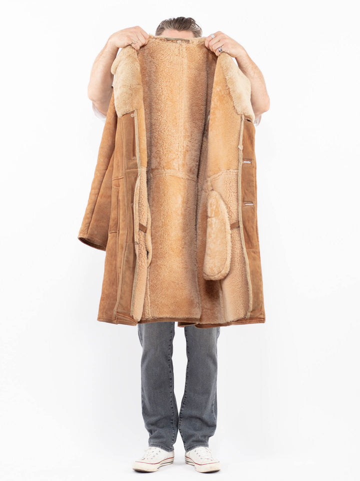 Vintage 70's Men Sheepskin Coat in BrownZ1969
