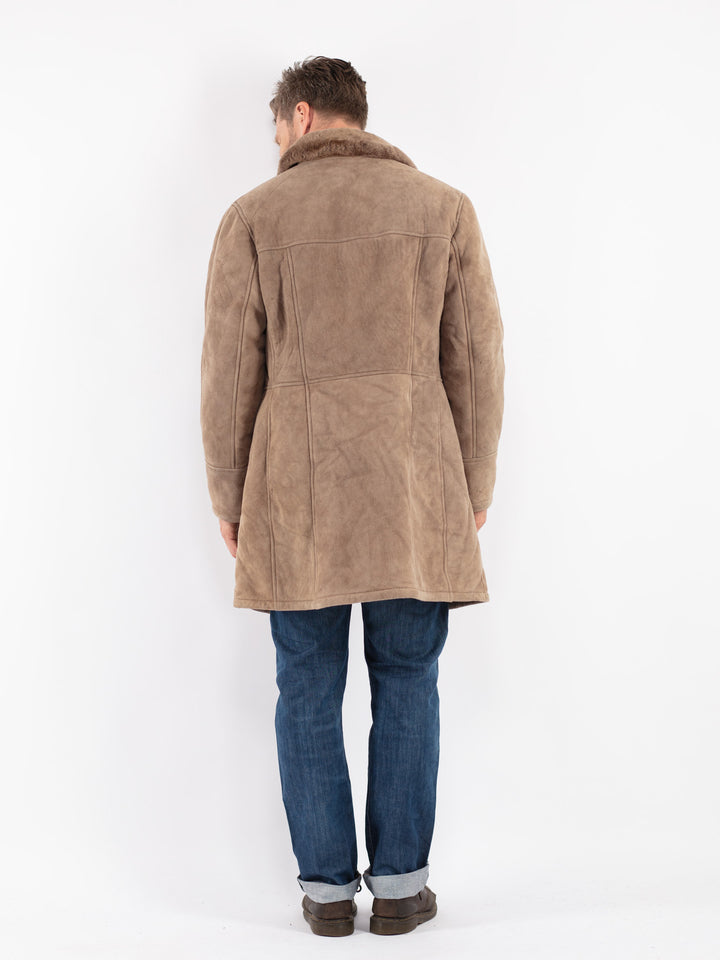 Vintage Men Sheepskin Coat in Gray