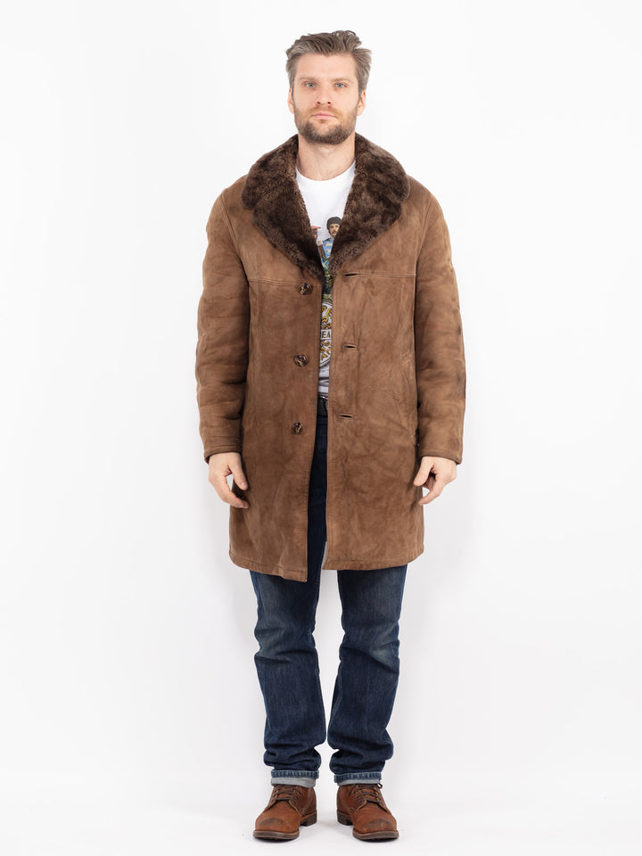 Vintage 70's Men Sheepskin Coat in Brown