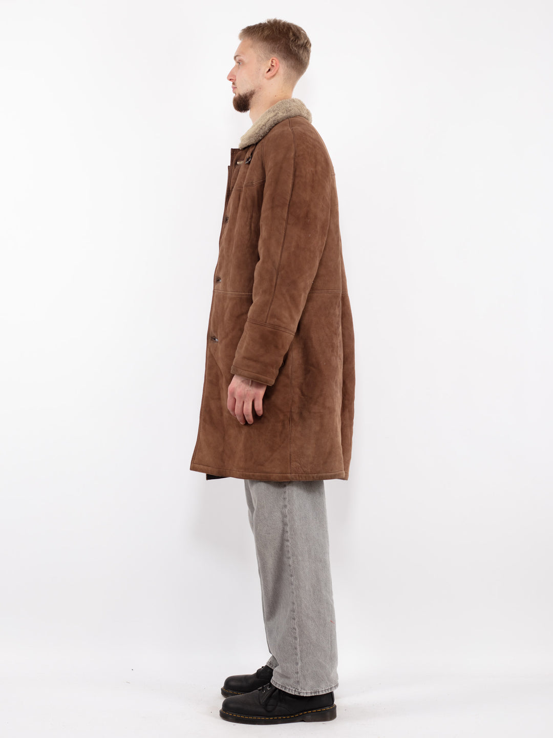 Vintage 70's Men Sheepskin Coat in BrownZ2526