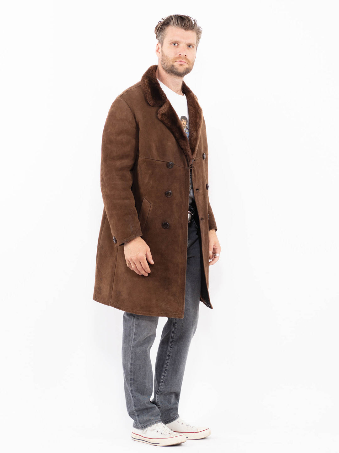 Vintage 70's Men Sheepskin Coat in BrownZ2000