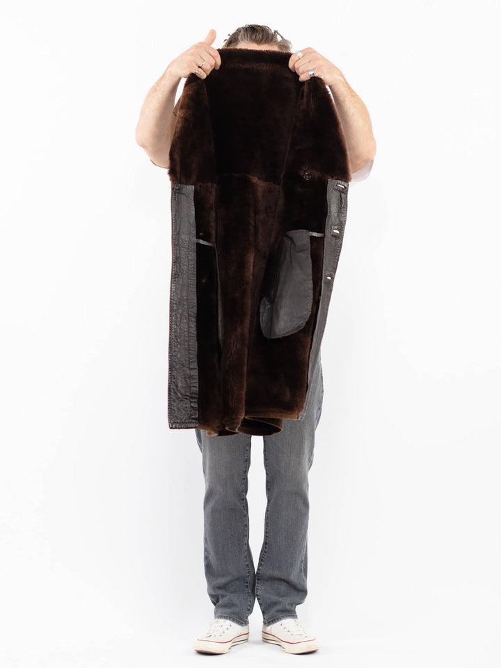 Vintage 70's Men Sheepskin Coat in BrownZ2000