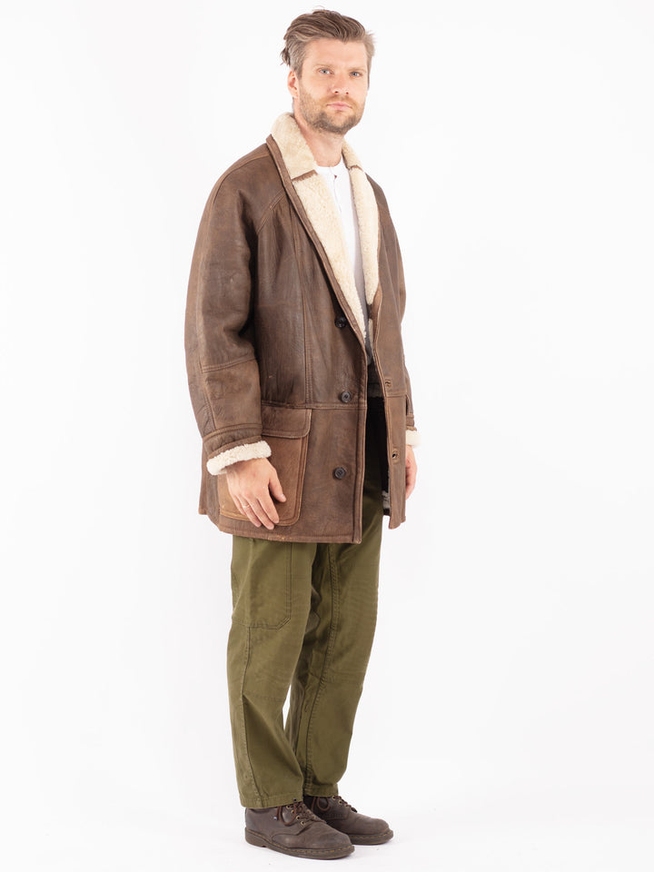 Vintage 70's Men Shearling Coat in Brown