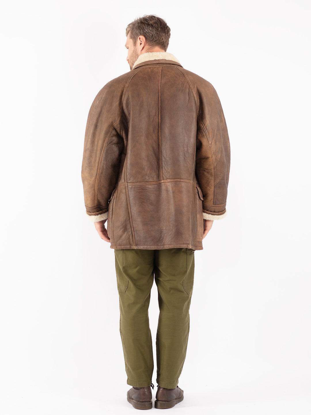 Vintage 70's Men Shearling Coat in Brown