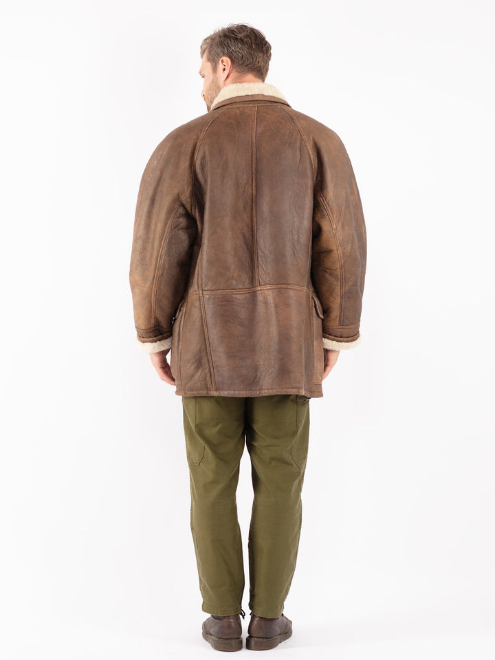 Vintage 70's Men Shearling Coat in Brown