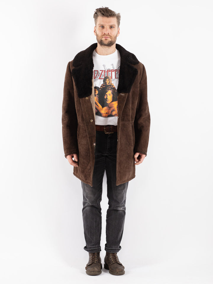 Vintage 70's Men Sheepskin Coat in Brown