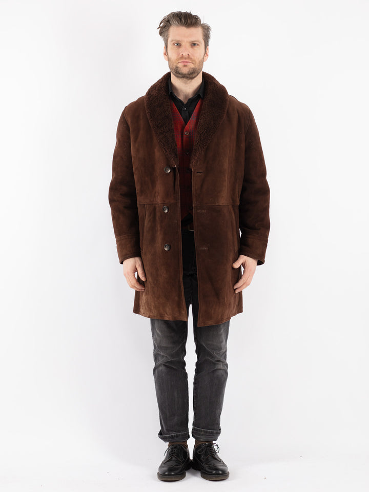 Vintage 70's Men Sheepskin Coat in Brown