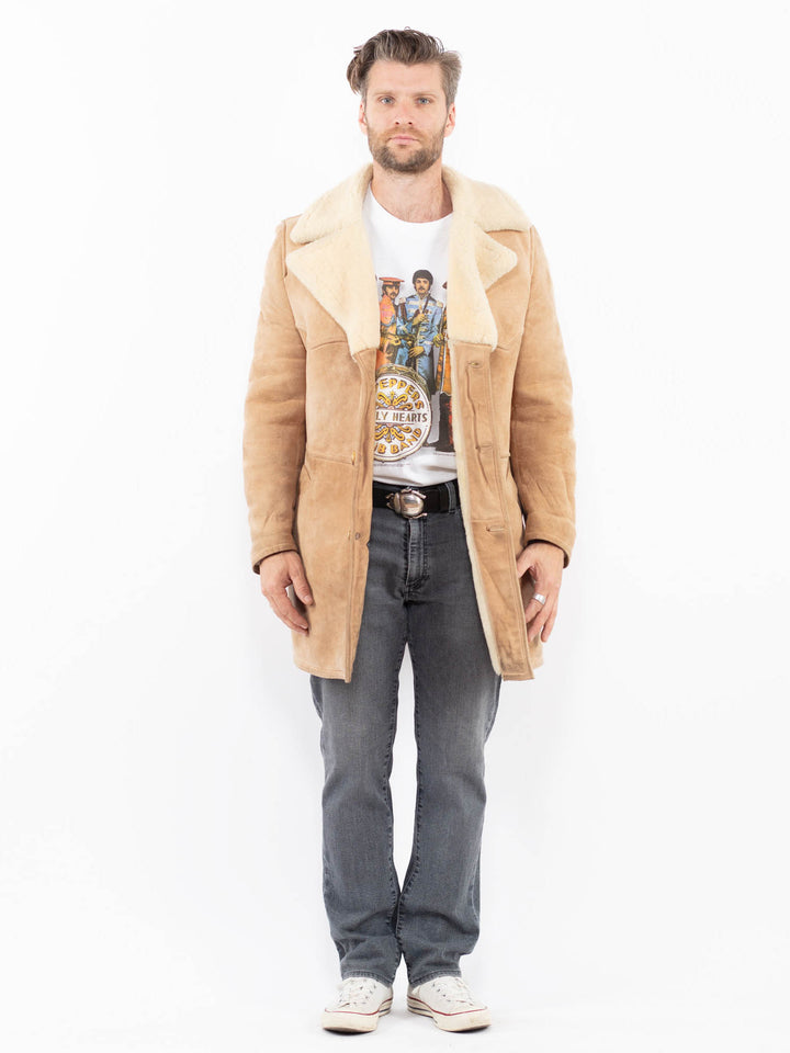 Vintage 70's Men Sheepskin Coat in BeigeZ2026
