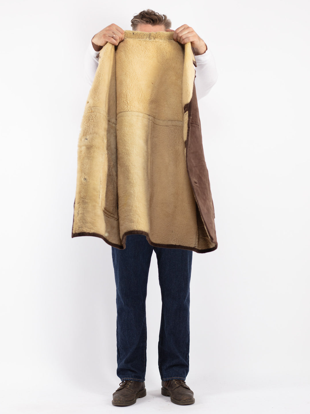 Vintage 70's Men Sheepskin Coat in Brown