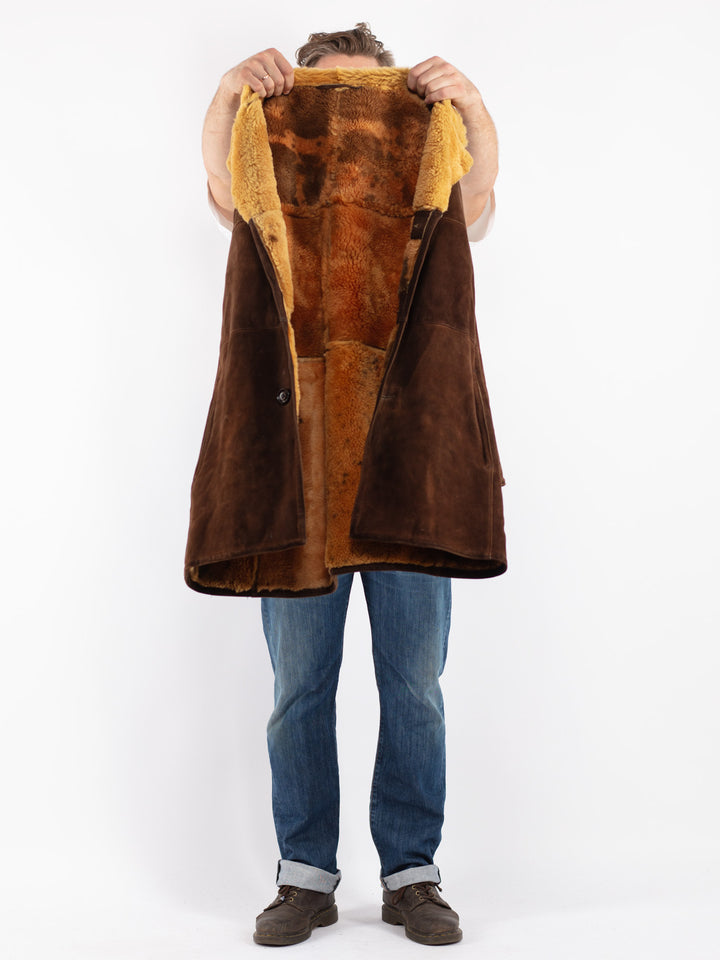 Vintage 70's Men Sheepskin Coat in Brown