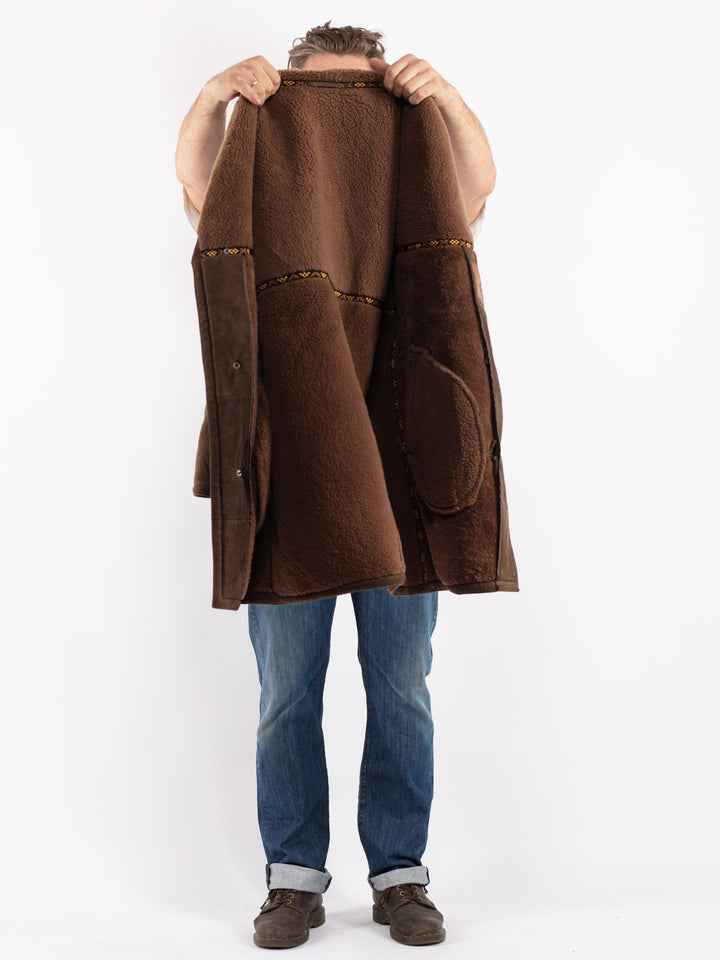 Vintage Men Sheepskin Coat in Beige