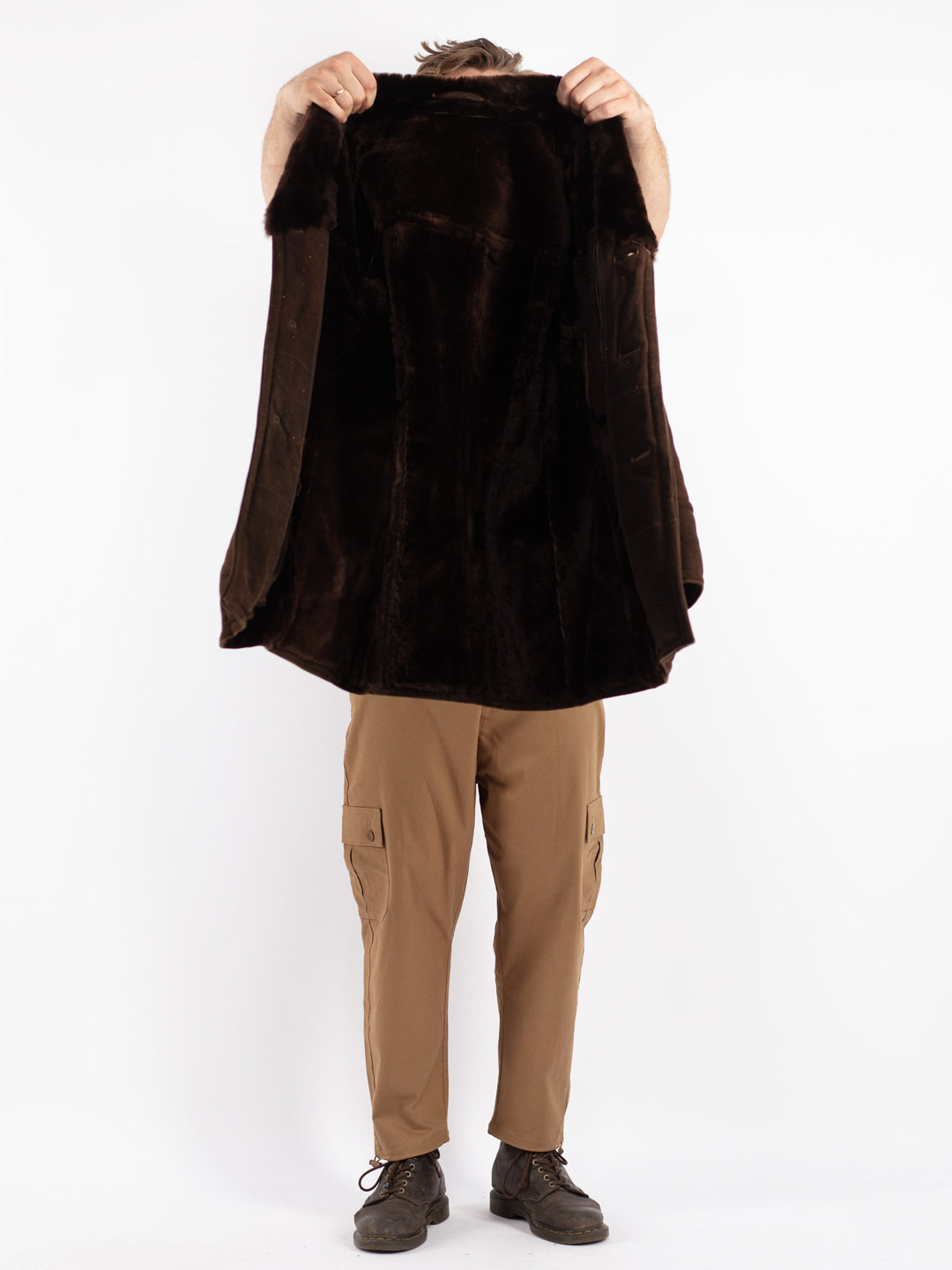 Vintage 70's Men Sheepskin Coat in Brown