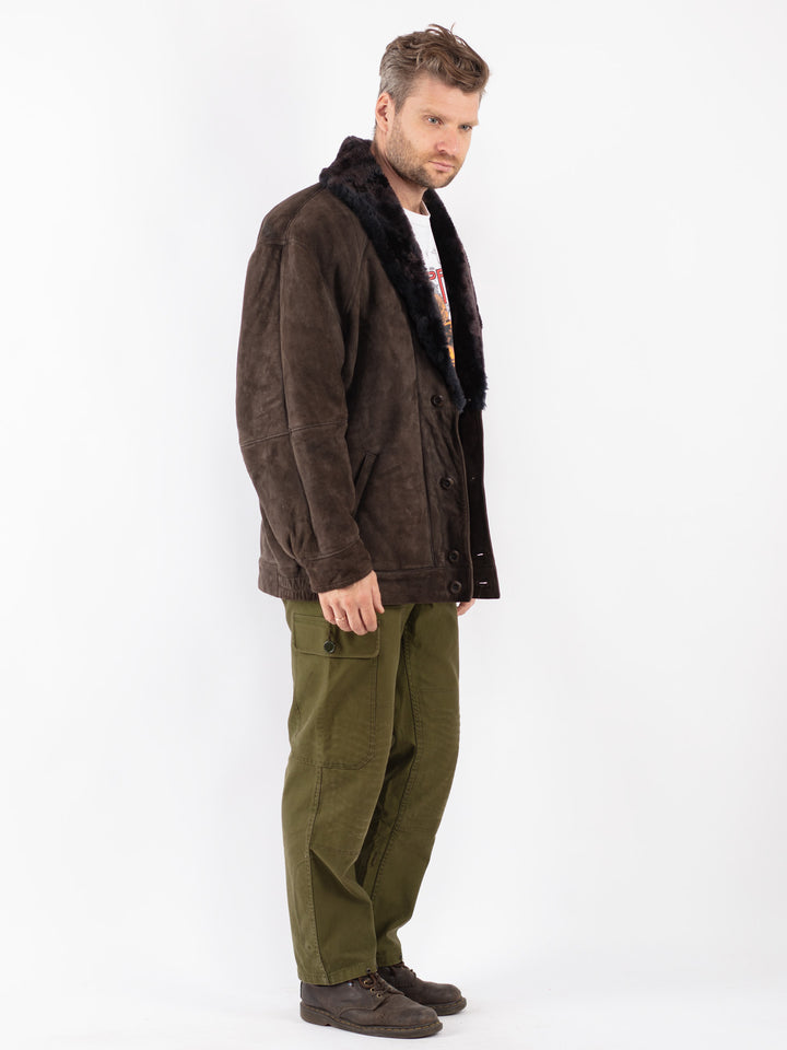 Vintage 70's Men Sheepskin Coat in Brown