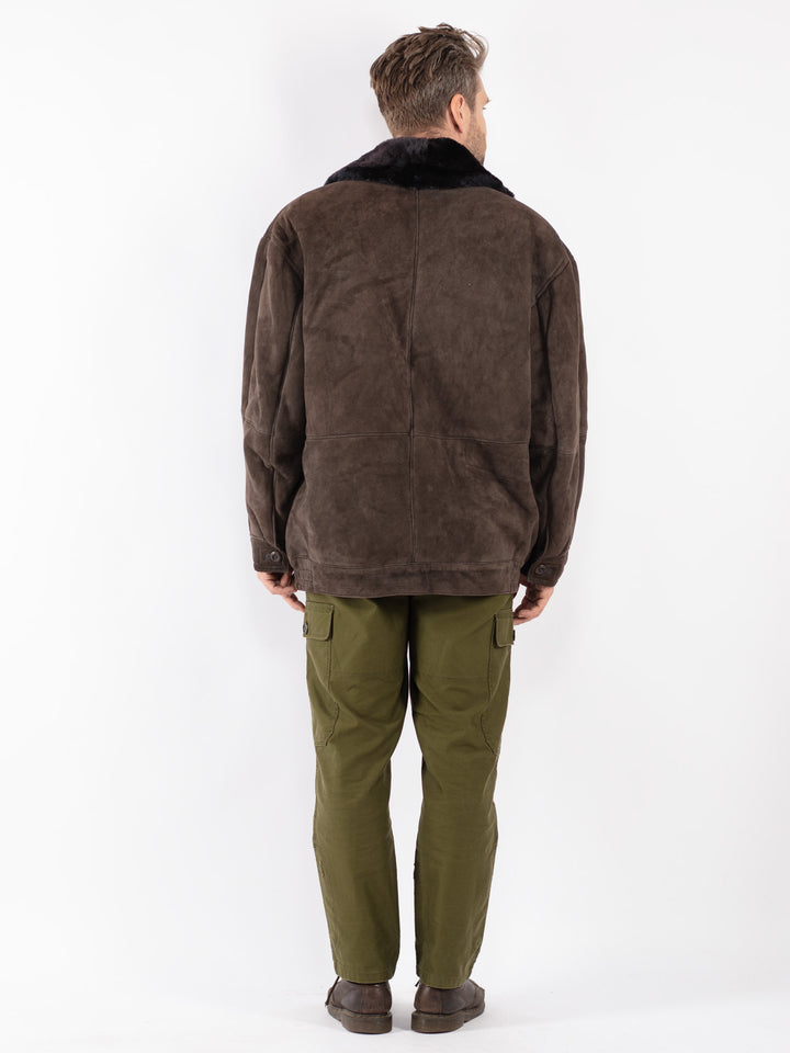 Vintage 70's Men Sheepskin Coat in Brown