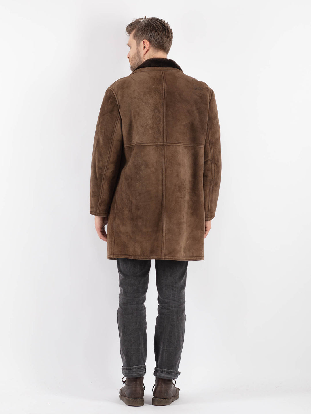Vintage 70's Men Sheepskin Coat in Brown