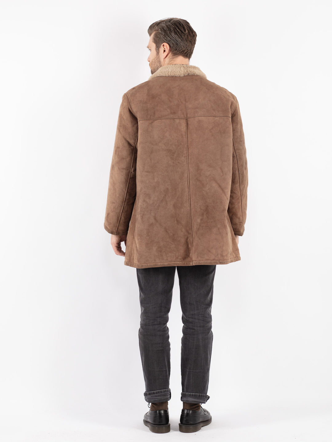 Vintage 70's Men Sheepskin Coat in Beige