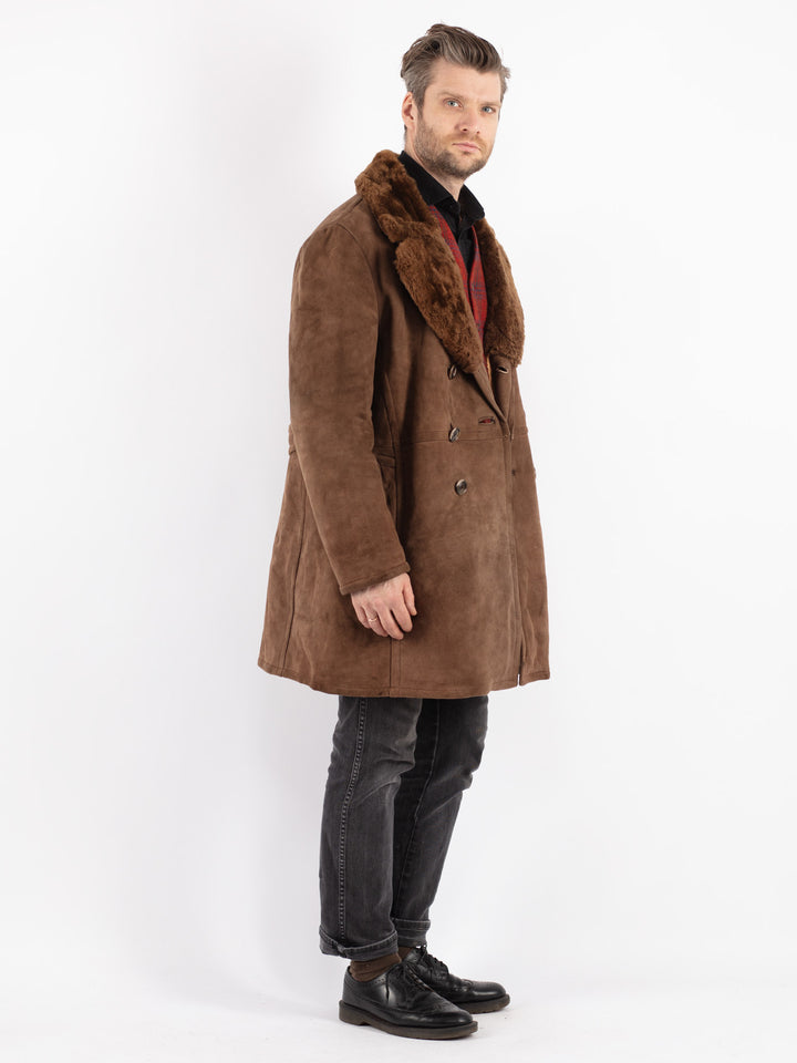 Vintage 70's Men Sheepskin Coat in Brown