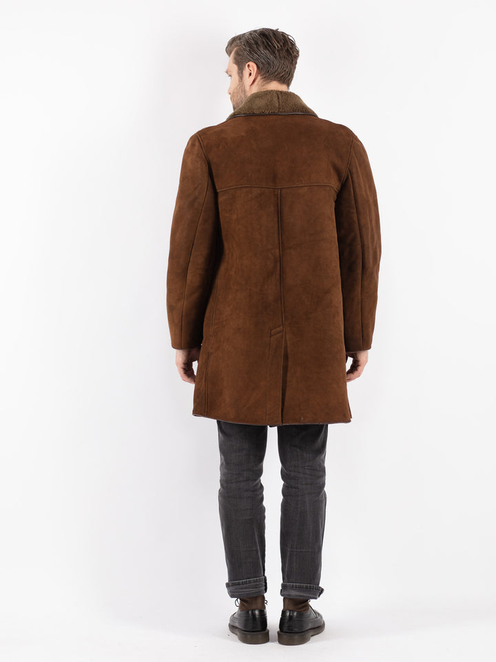 Vintage 70's Men Sheepskin Coat in Brown