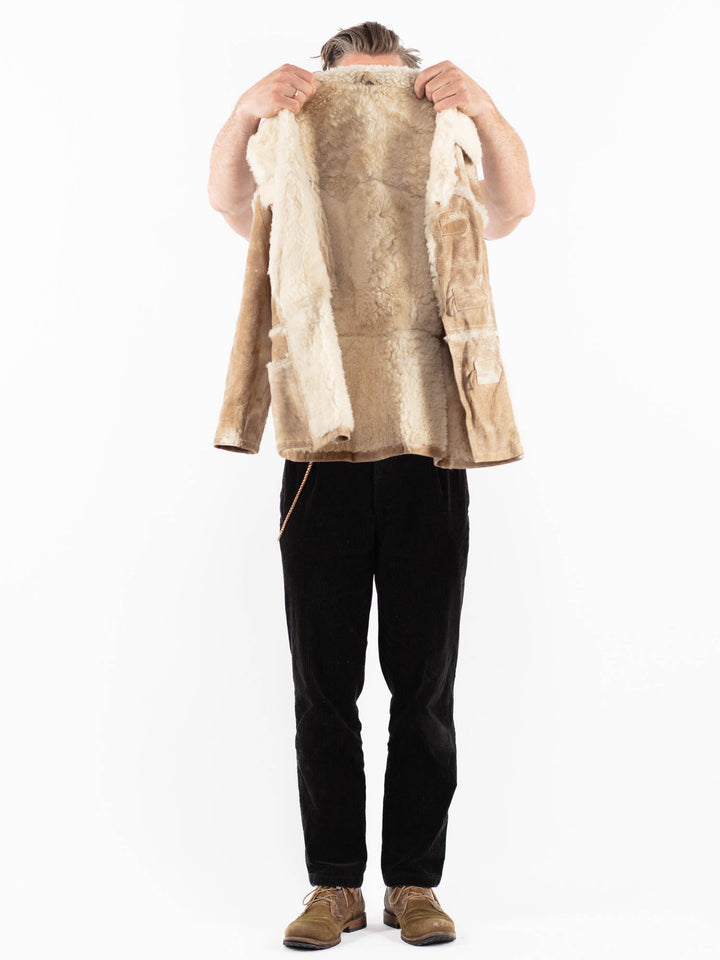 Vintage 70's Men Sheepskin Jacket in BeigeZ1831