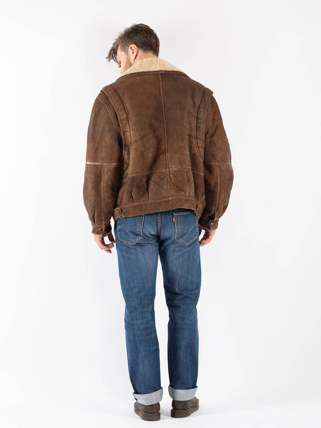 Vintage 70's Men Sheepskin Jacket in Brown
