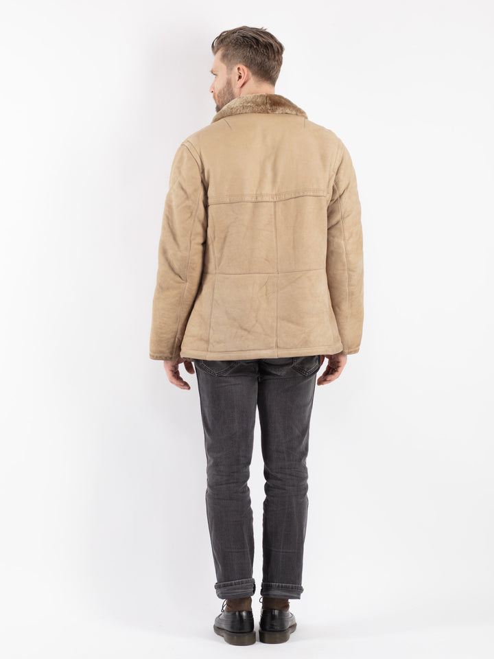 Vintage 70's Men Sheepskin Jacket in Beige