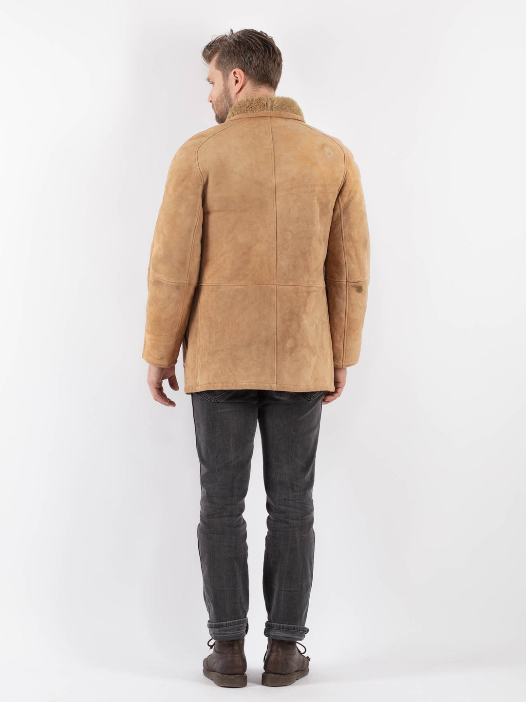Vintage 70's Men Sheepskin Jacket in Beige