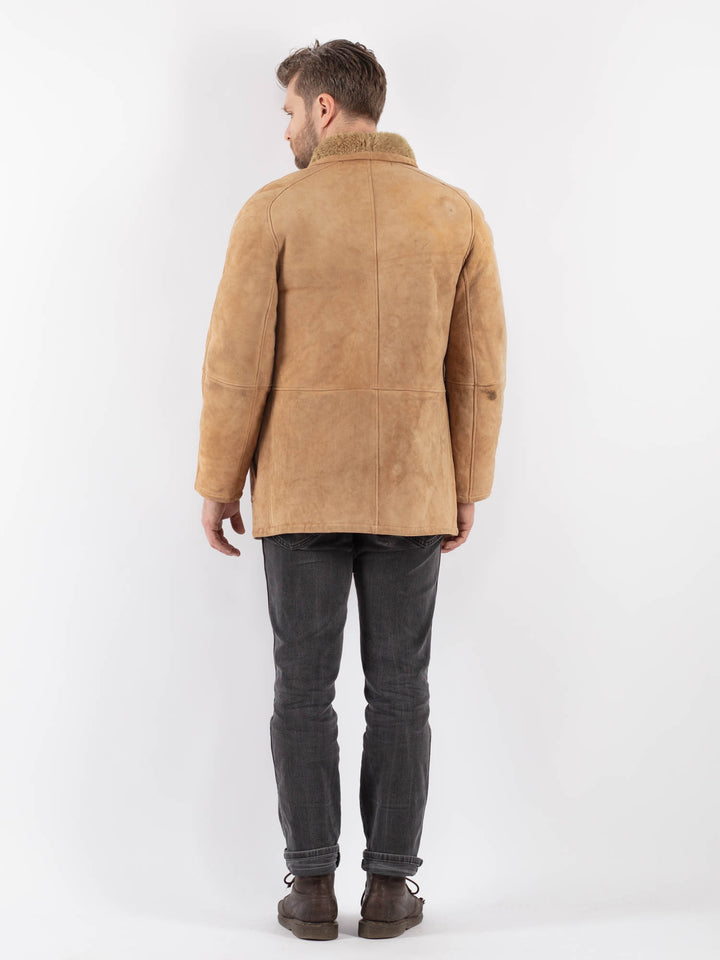Vintage 70's Men Sheepskin Jacket in Beige