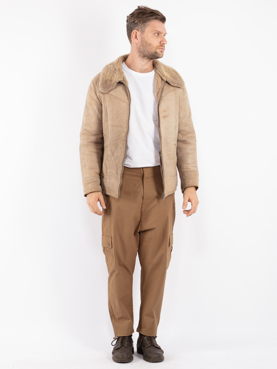 Vintage Men Sheepskin Jacket in