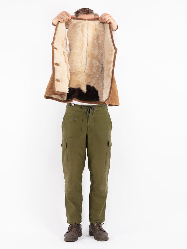 Vintage 70's Men Sheepskin Vest in Beige