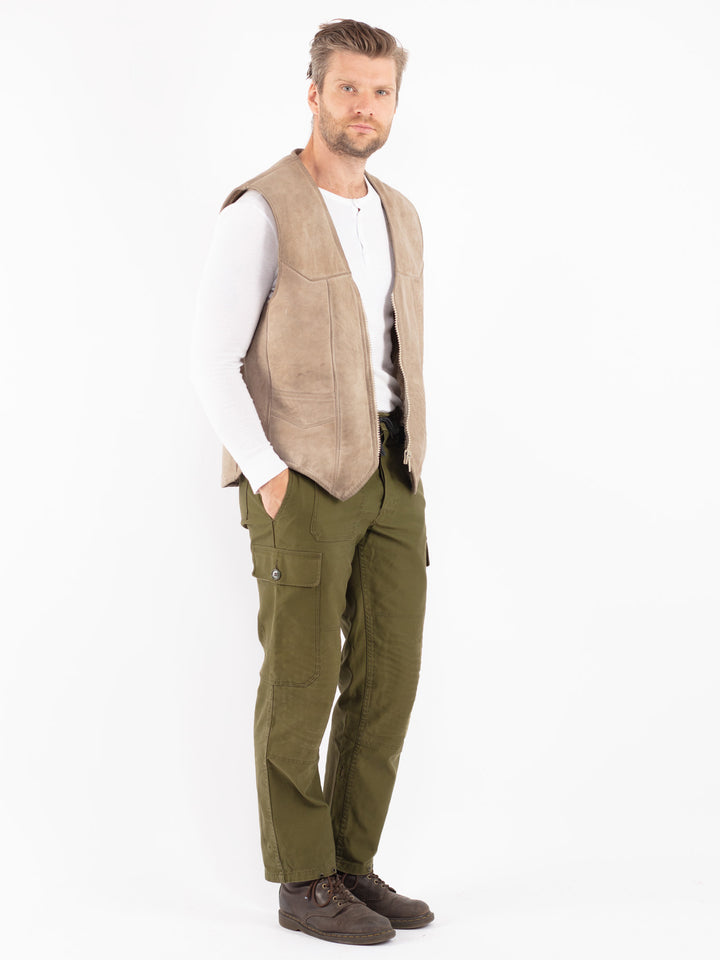 Vintage 70's Men Sheepskin Vest in Beige
