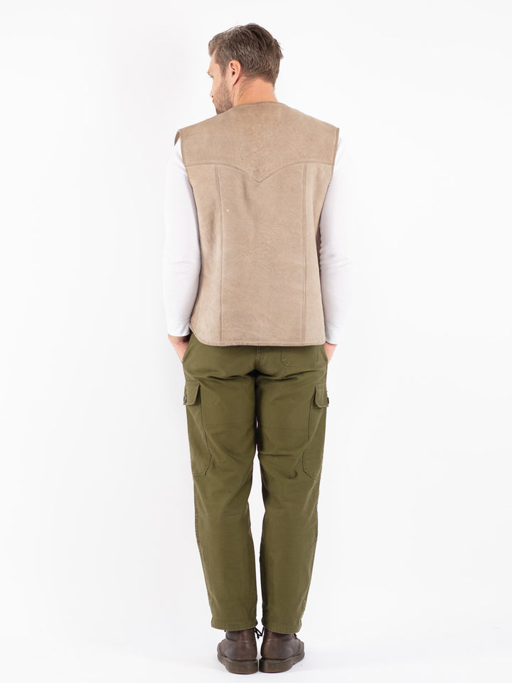 Vintage 70's Men Sheepskin Vest in Beige