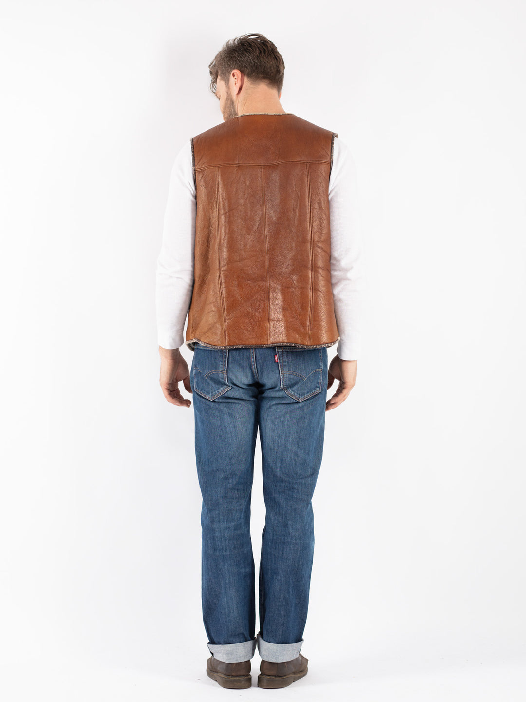 Vintage 70's Men Sheepskin Vest in Brown