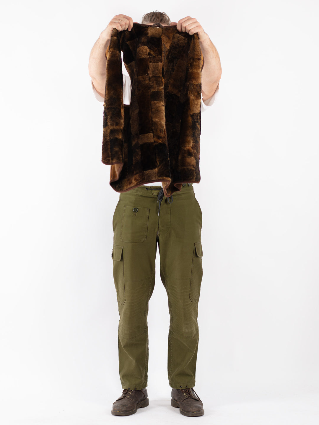 Vintage 70's Men Sheepskin Vest in Brown