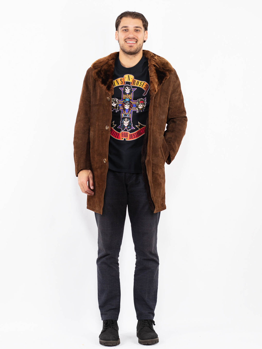 Vintage 70's Men Suede Sherpa Coat in BrownZ2368