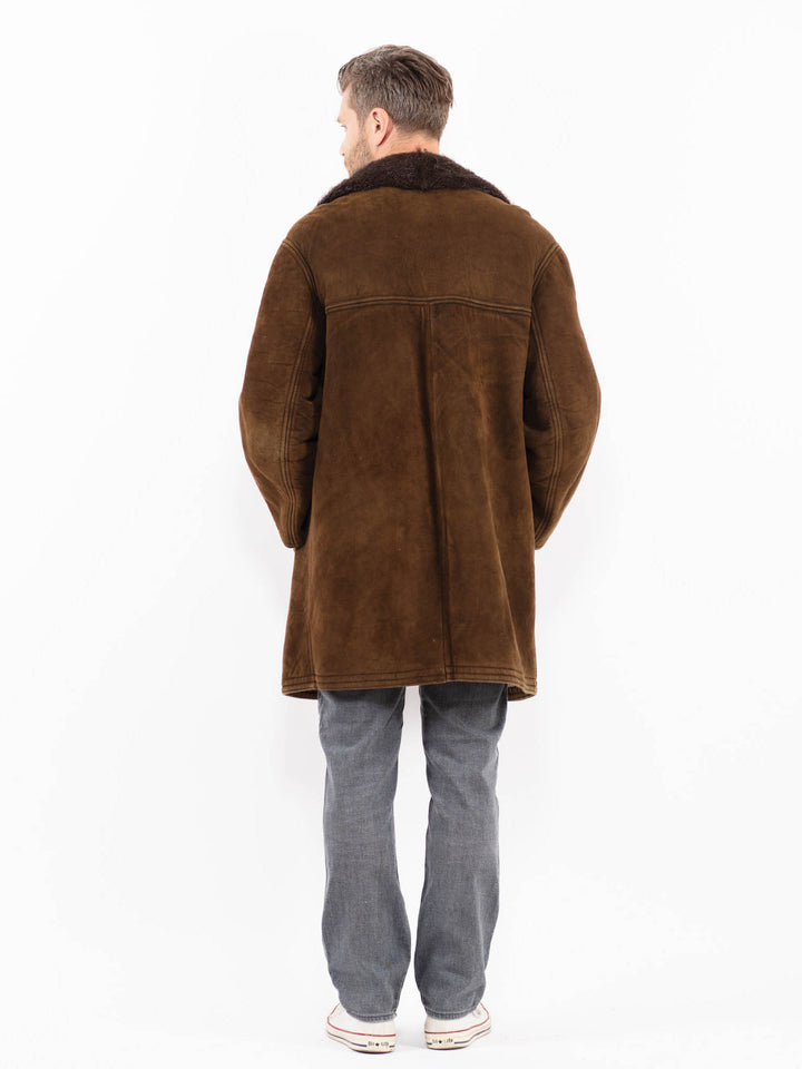 Vintage 70's Men Suede Sherpa Coat in BrownZ1955