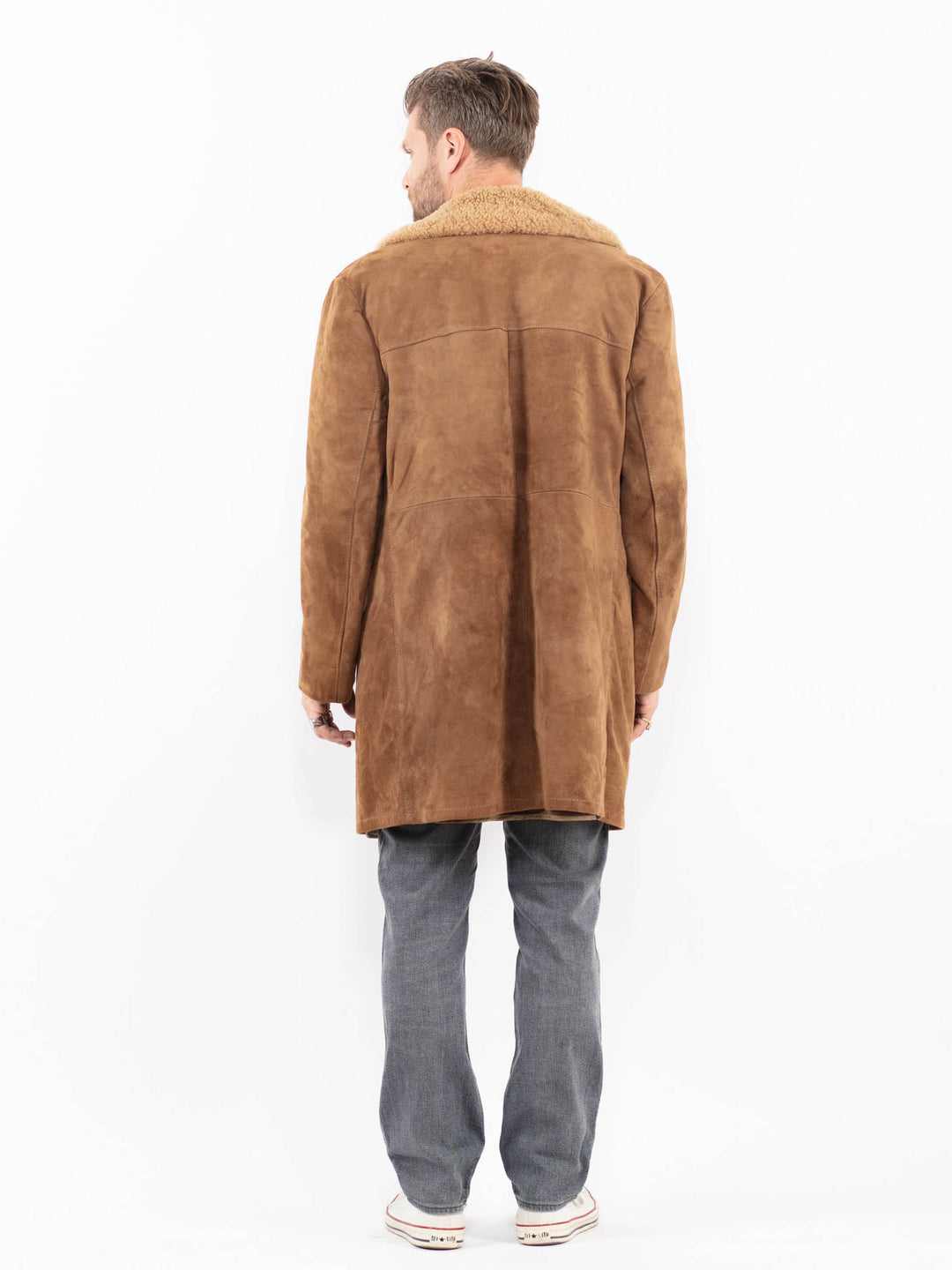 Vintage 70's Men Suede Sherpa Coat in BrownZ2016